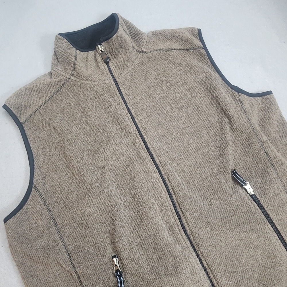 10,000 ft Above Sea Level Fleece Vest Brown Textured Full Zip Mens Large